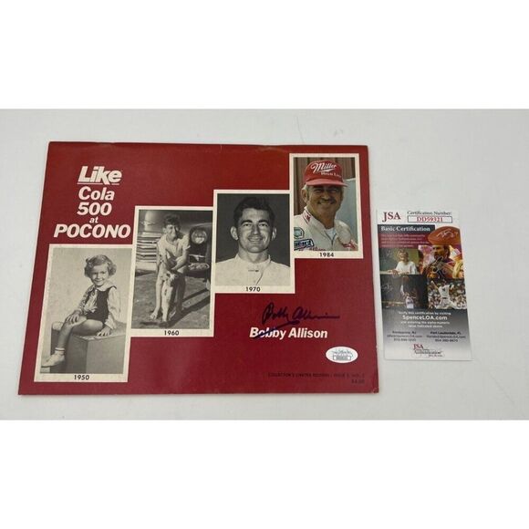 Bobby Allison Signed Vintage Program Like Cola 500 Pocono JSA COA - Picture 1 of 7